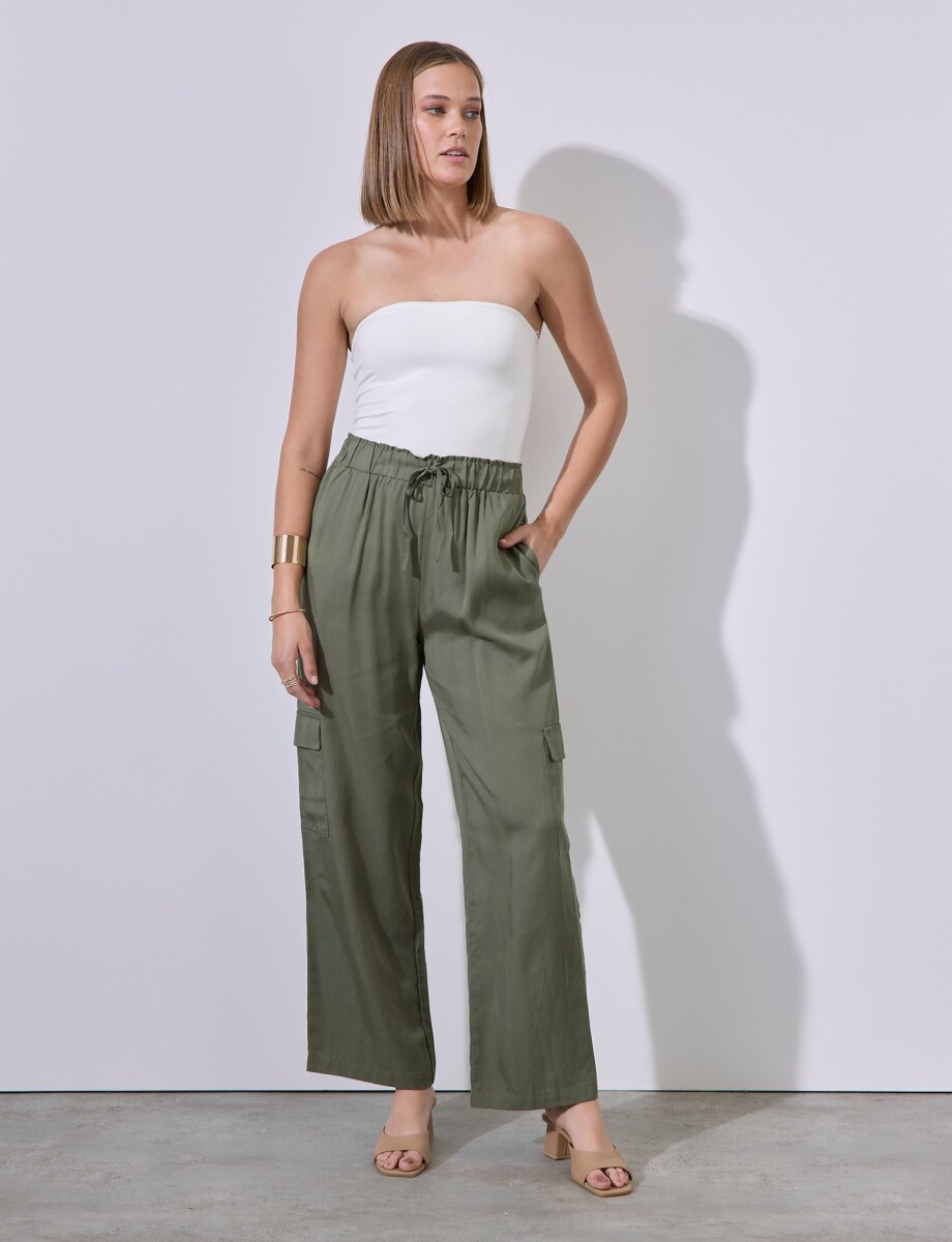 Pantalon Cargo - Oliva 