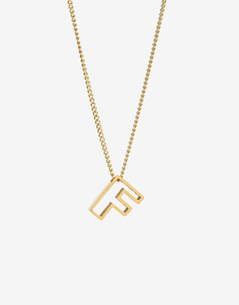 Cadena Corta con Dije Metal Collar Acero Inicial F - Dorado