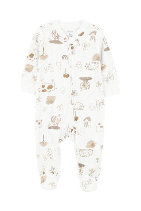 Pijama una pieza de algodón, con pie, diseño animales Pijama una pieza de algodón, con pie, diseño animales
