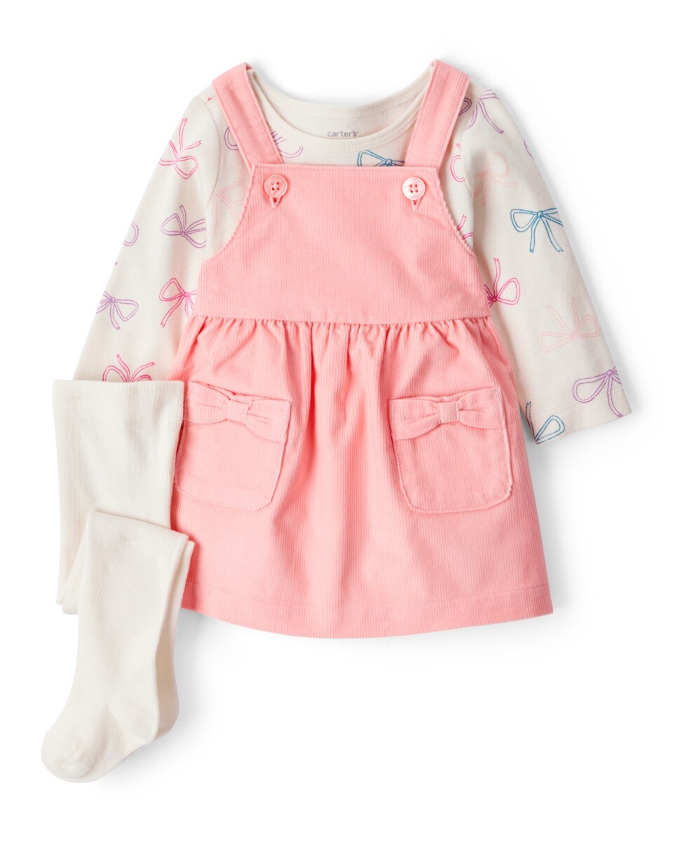 Set tres piezas, jumper de pana, remera y medias de algodón 