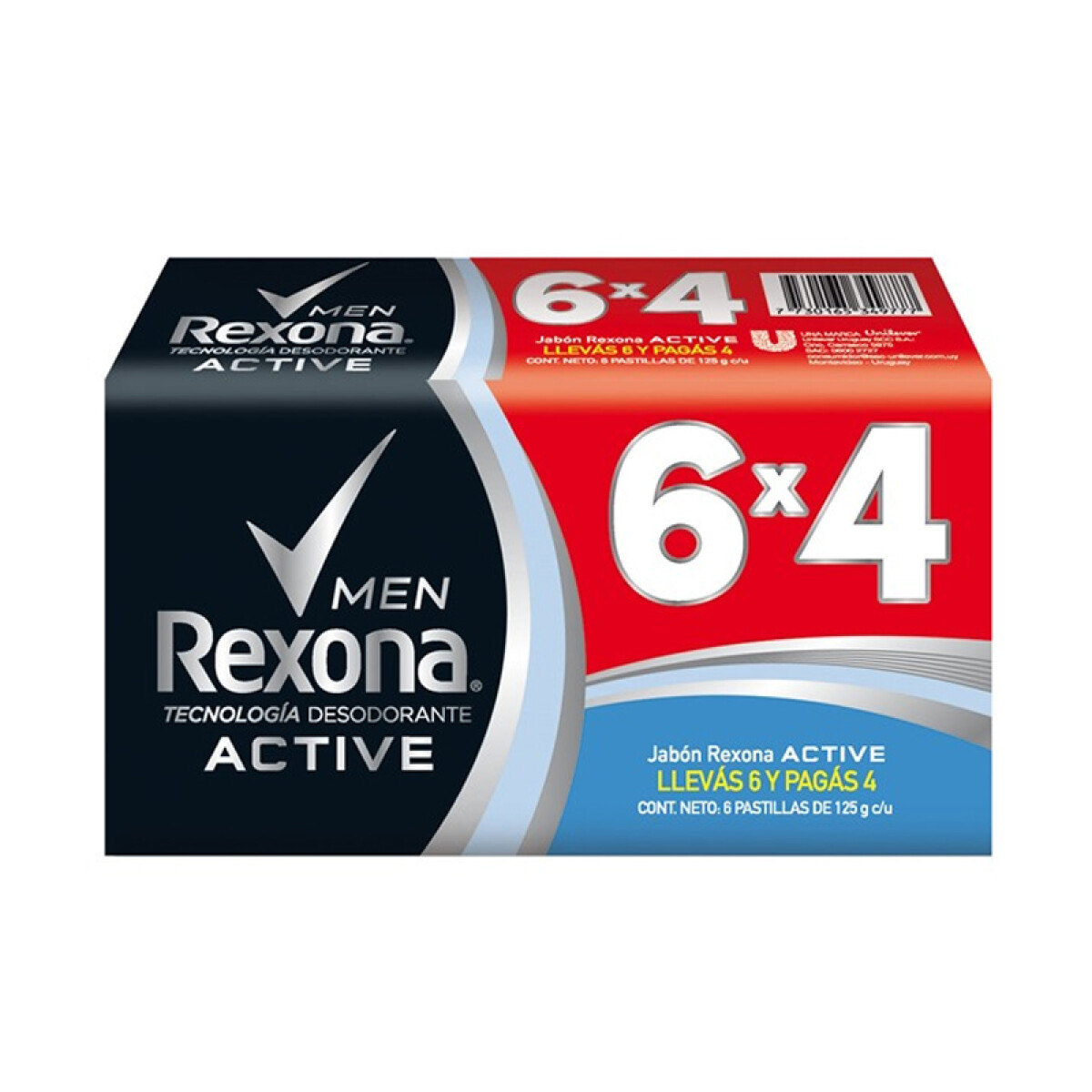 Jabón Rexona 6x4 125grs - Active Men 
