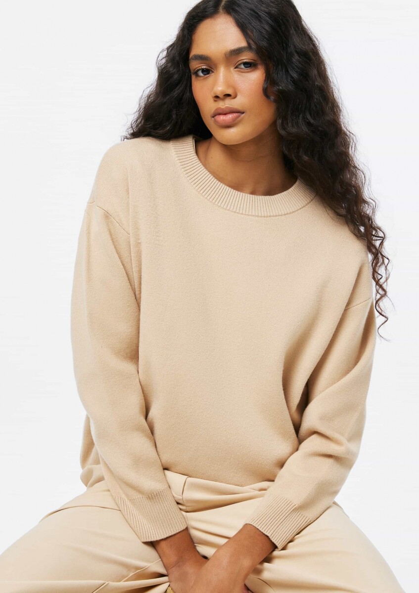 BUZO DE PUNTO - MARRÓN - BEIGE 