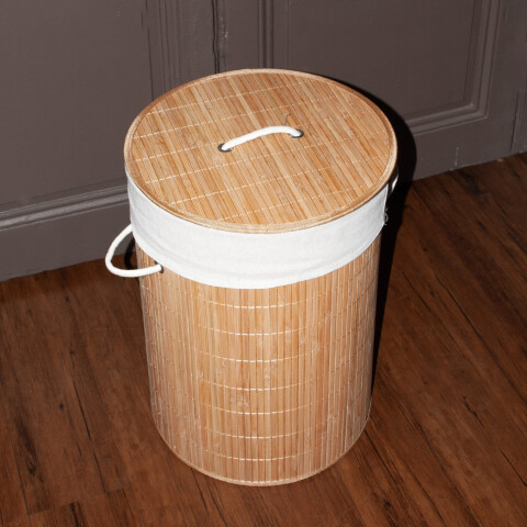 Canasto cesto para ropa sucia de bambú redondo Canasto cesto para ropa sucia de bambú redondo