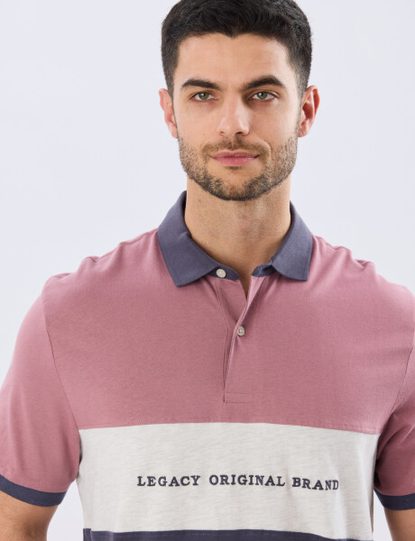 REMERA POLO RAYADA JERSEY Rosa