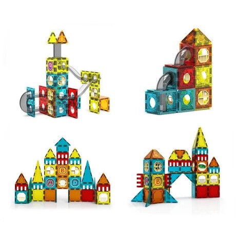 Bloques de Construcción Magnéticos Coloridos y Grandes de 56 Piezas Multicolor