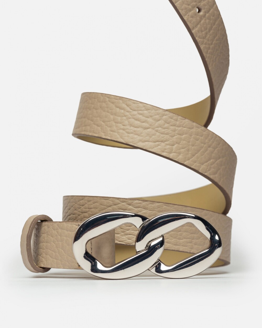 Cinturon Cleo en cuero graneado Taupe