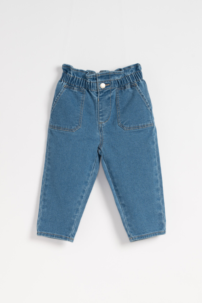 Pantalón jean paper bag Celeste