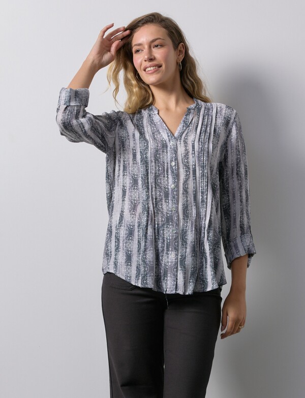 Blusa Gasa Print NEGRO/GRIS