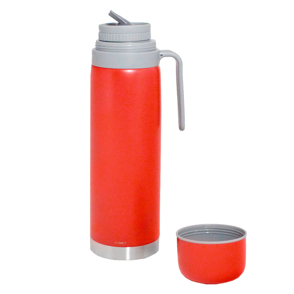 Termo COMET acero inox 1 lt c-manija rígida GOMA ROJO - ROJO 