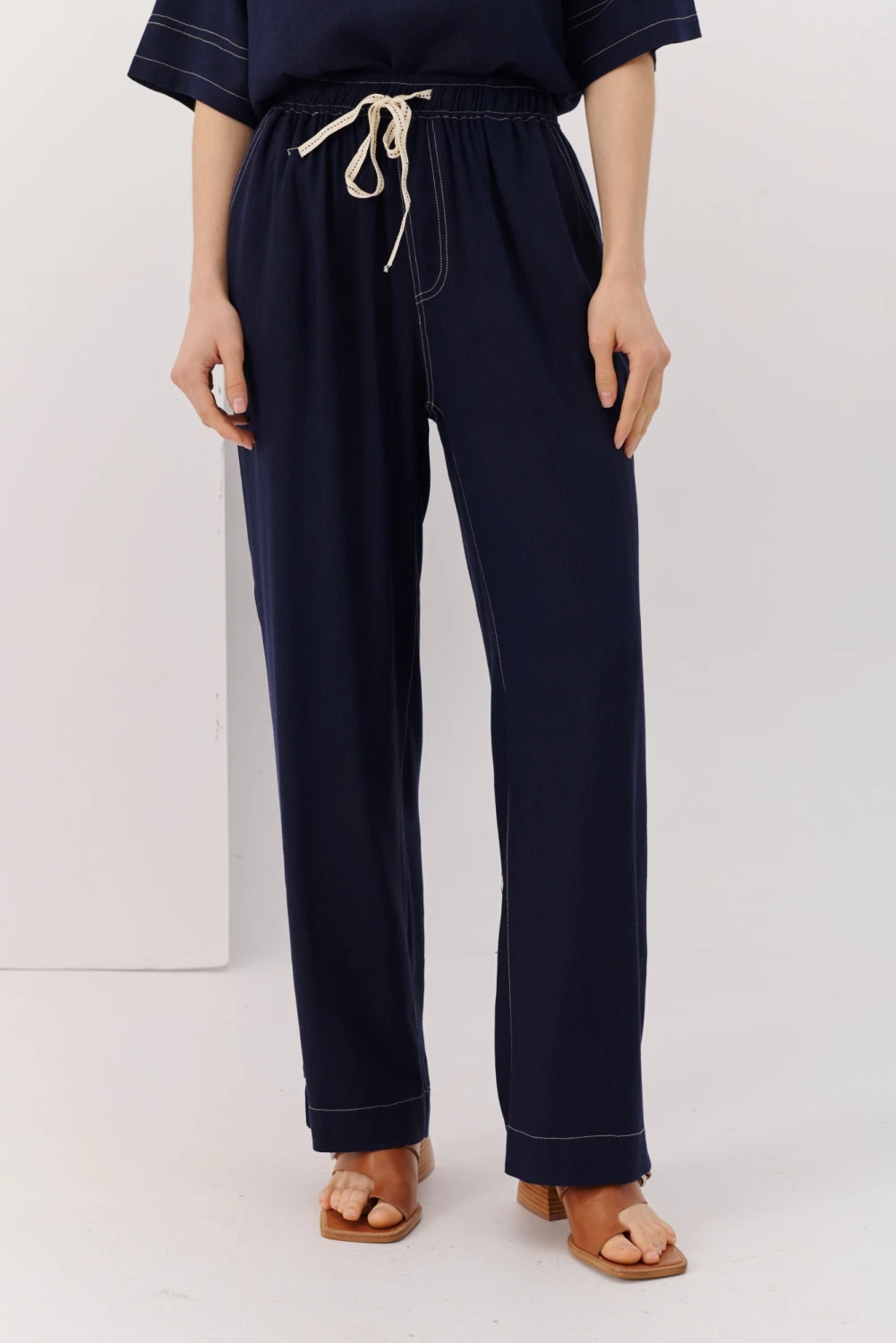 PANTALON LINO EVA azul marino 2