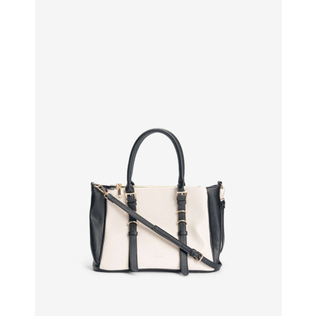 Cartera City Con Doble Asa De Mano Y Detalles De Hebillas Combinacion bicolor