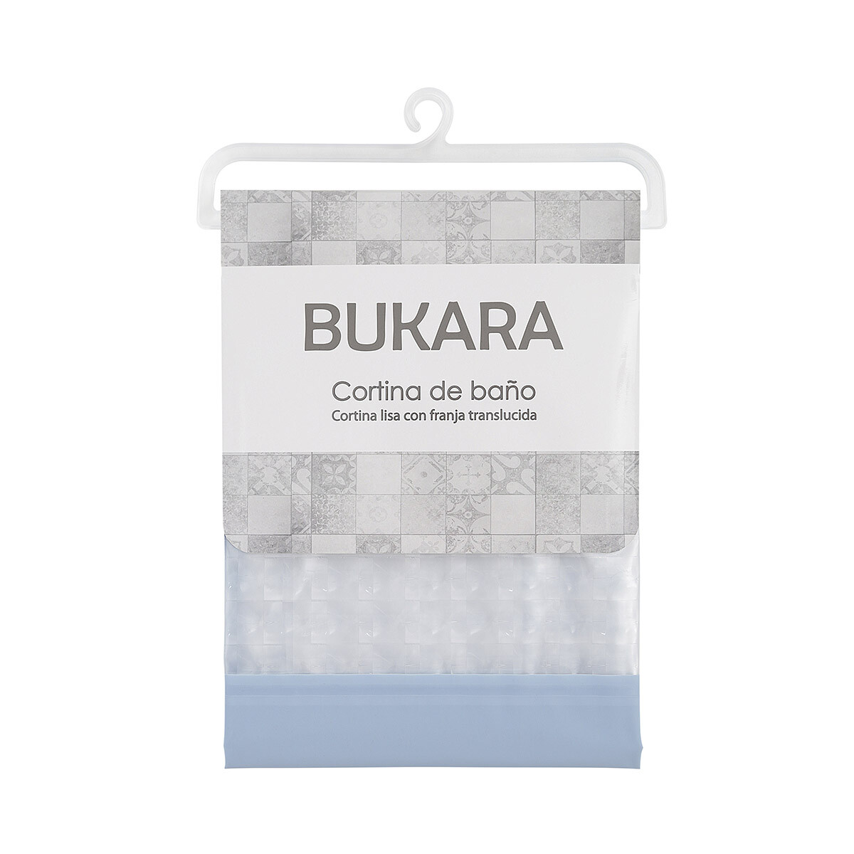 Cortina Baño con Transparencia Bukara con Argollas 180 x 180 cm - CELESTE 