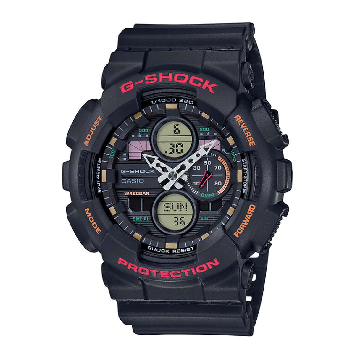 Reloj G-Shock deportivo - Negro con detalles multicolor 