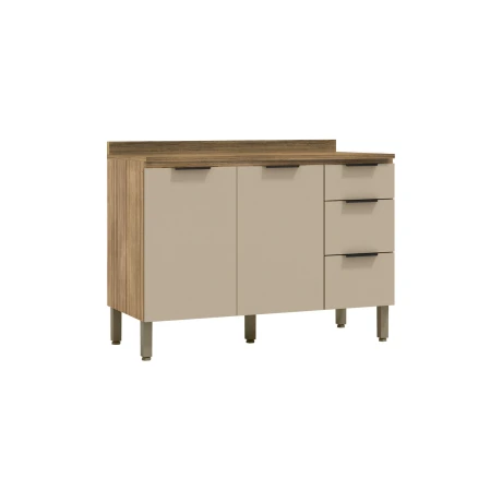 Modulo Bajo Mesada Para Cocina C/Tapa Dos Puertas Tres Cajones De 120 cms. GAMAS DE BEIGE