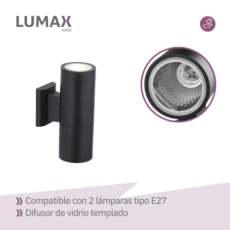 Lámpara Exterior Doble en Aluminio Lumax Modelo Stafford Negro