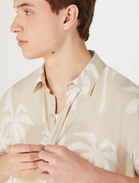 CAMISA MASCULINA ESTAMPADA BEIGE