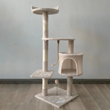 Rascador Torre Multinivel Escalada Entretenimiento p/ Gato Beige