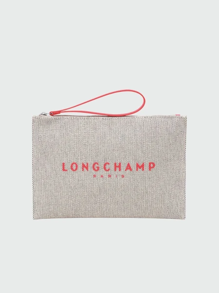 Longchamp -Sobre plano de material textil con logo Rojo