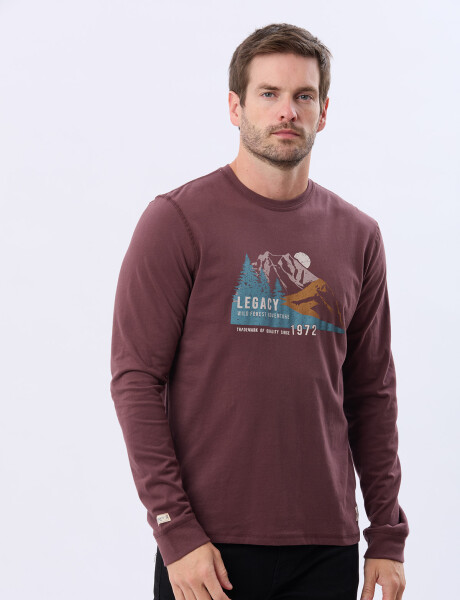 REMERA ESTAMPADA DE ALGODÓN BORDO