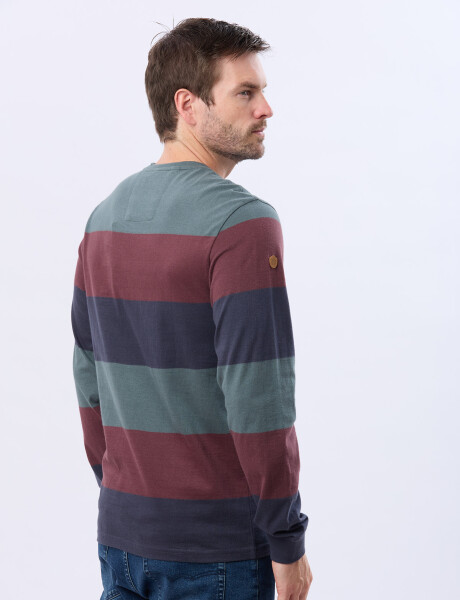 REMERA RAYADA DE ALGODÓN Azul