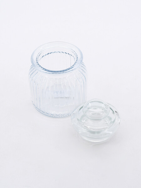 FRASCO DE VIDRIO CON TAPA TRANSPARENTE