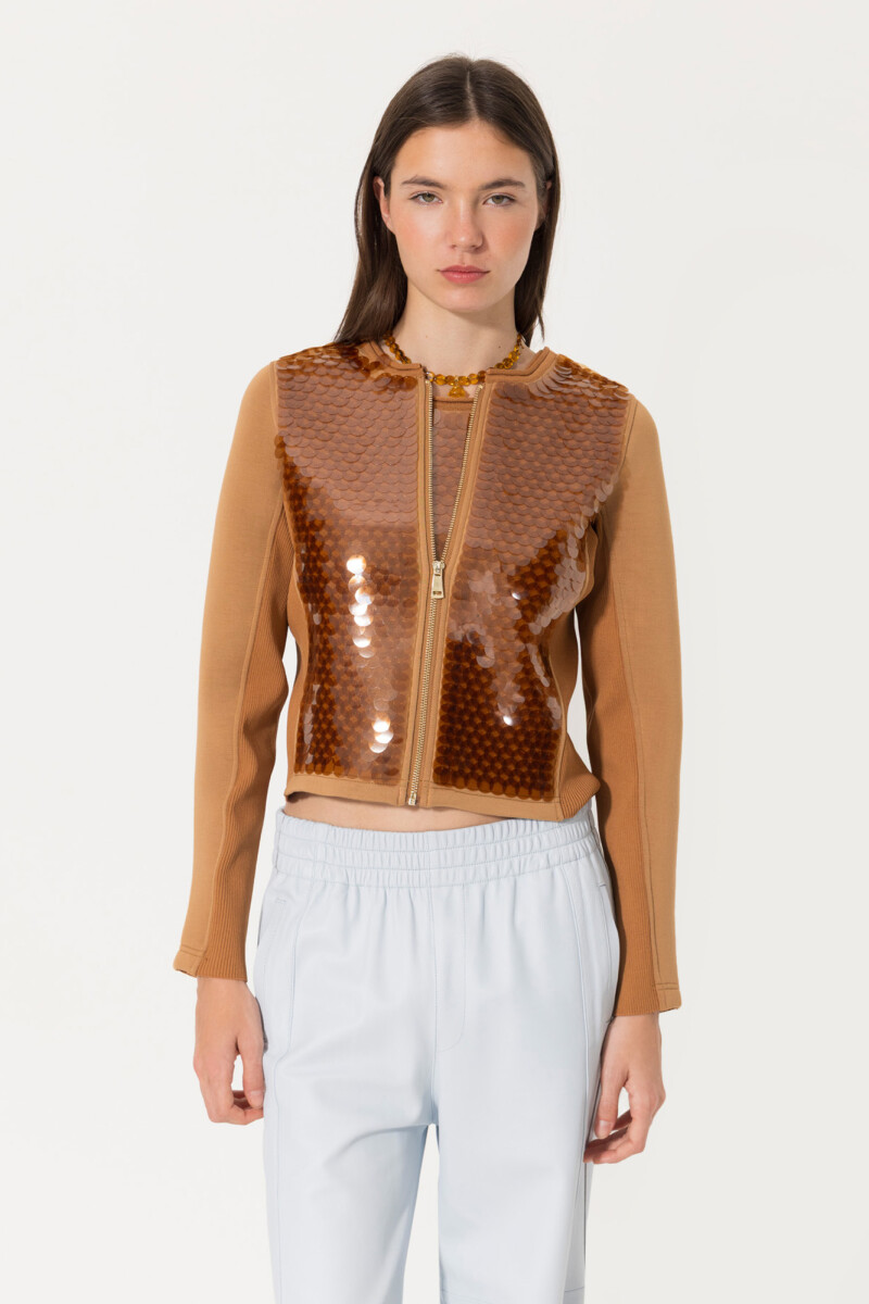 HOODIE SEQUINS Caramelo