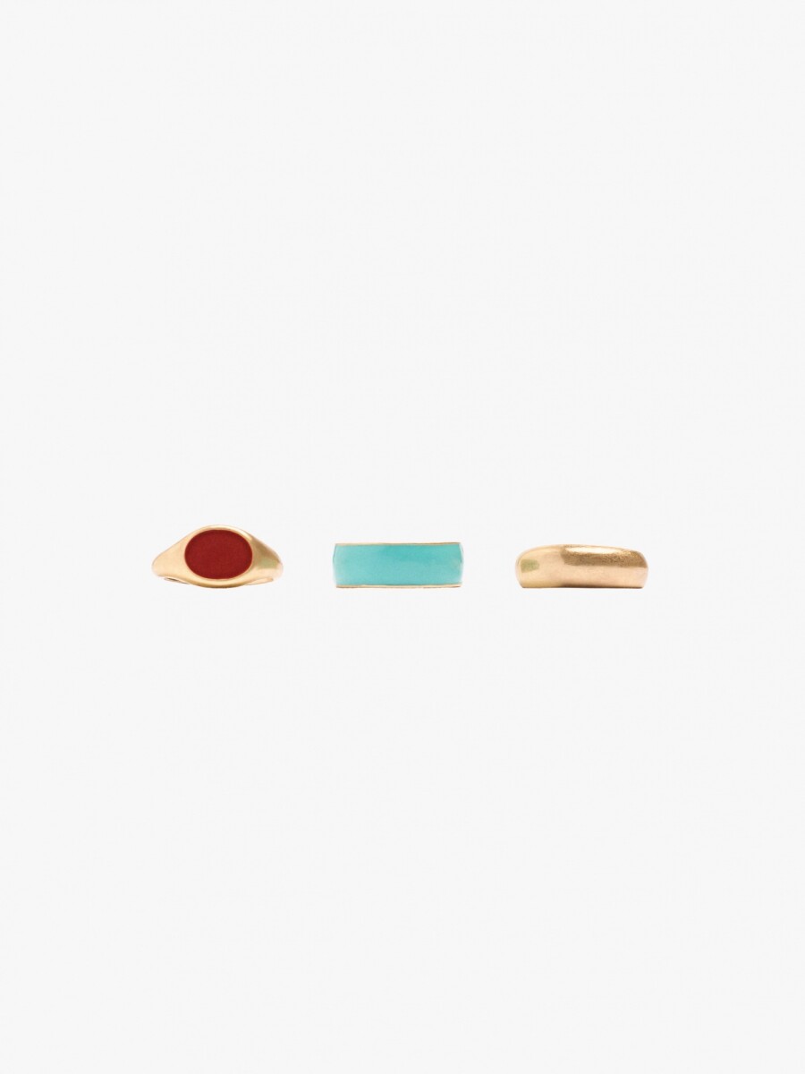 Set De Anillos Con Esmalte multicolor