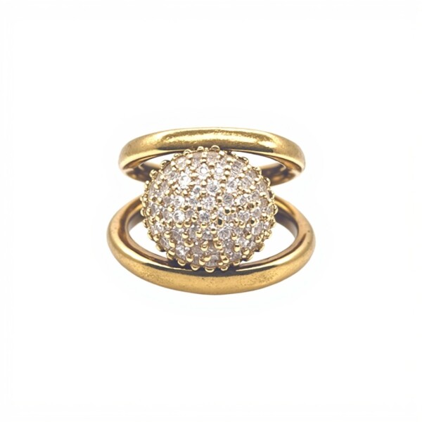 Anillo Bola Zirconias - Plata y Oro- AN6004 sinpiedra