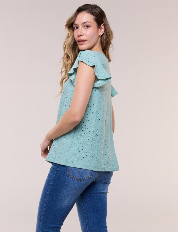 Blusa Broderie VERDE AGUA