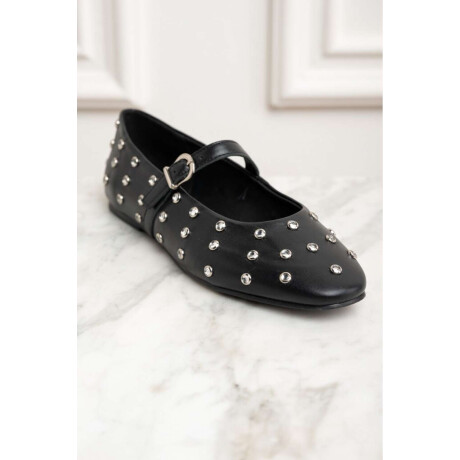 Balerina Cuero Apliques Negro