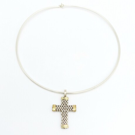 Cruz de plata 925 y double en oro 18 ktes, PANTER. Cruz de plata 925 y double en oro 18 ktes, PANTER.