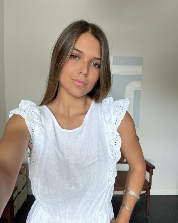 Mono lino con broderie blanco