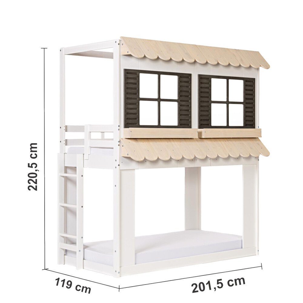 CUCHETA CASITA KIDS 1 PLAZA MDF-Y-MADERA BLANCO PRAGA