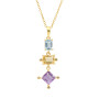 Collar Cadena Karvik Dije Topacio Azul, Citrino, Diamantes Y Amatista Plata 925 Y Baño De Oro 0