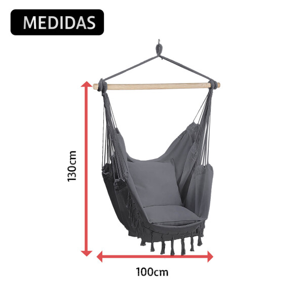 Hamaca Paraguaya Sillon Colgante Almohadones Soporte Madera Jardin Patio Imback Color Gris Hamaca Paraguaya Sillon Colgante Almohadones Soporte Madera Jardin Patio Imback Color Gris