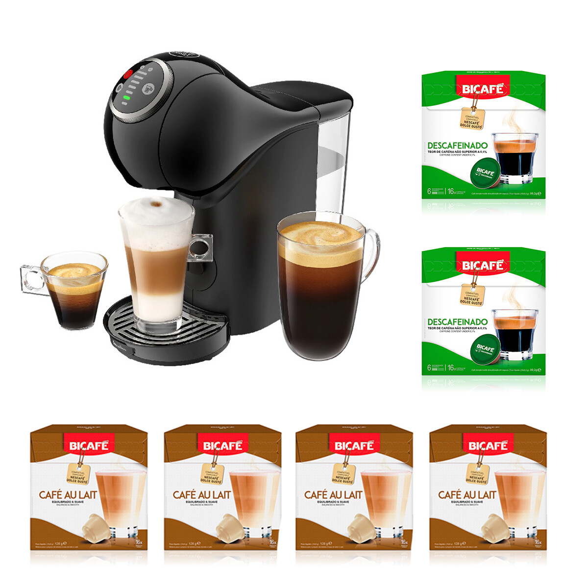 Combo Cafetera Dolce Gusto Genio S Plus + 96 Cápsulas Bicafé 