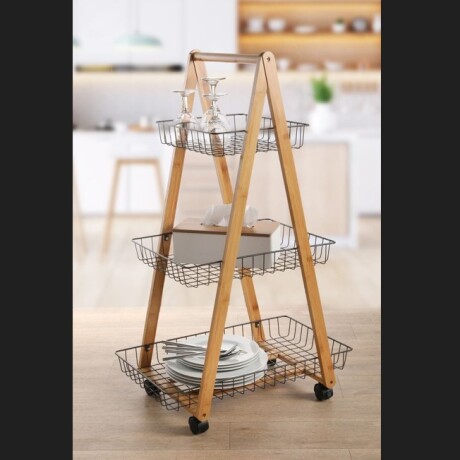 Carrito Organizador de Bambú con 3 Canastas Metálicas y Ruedas | Multiuso para Cocina, Baño y Lavadero Carrito Organizador de Bambú con 3 Canastas Metálicas y Ruedas | Multiuso para Cocina, Baño y Lavadero