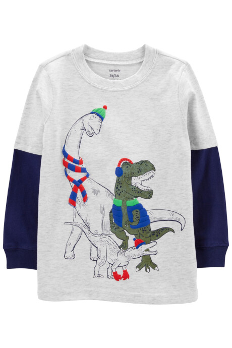 Remera de algodón estampa dinosaurios Sin color