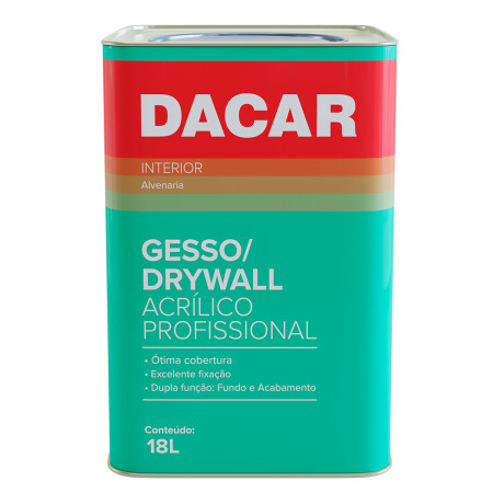 DACAR LATEX ACRILICO GESSO DRYWALL BLANCO NIEVE 18 LTS Dacar Latex Acrilico Gesso Drywall Blanco Nieve 18 Lts