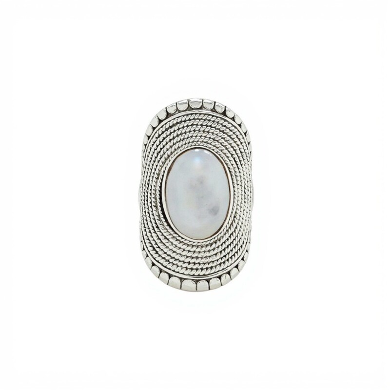 Anillo oval-Plata 925-Piedra Luna-AN3084 conpiedra
