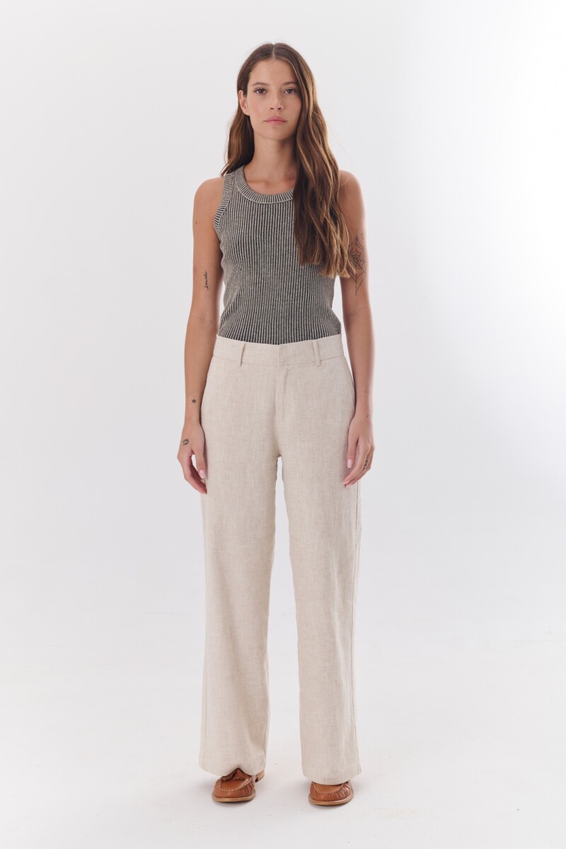 PANTALON LINO PIA BEIGE