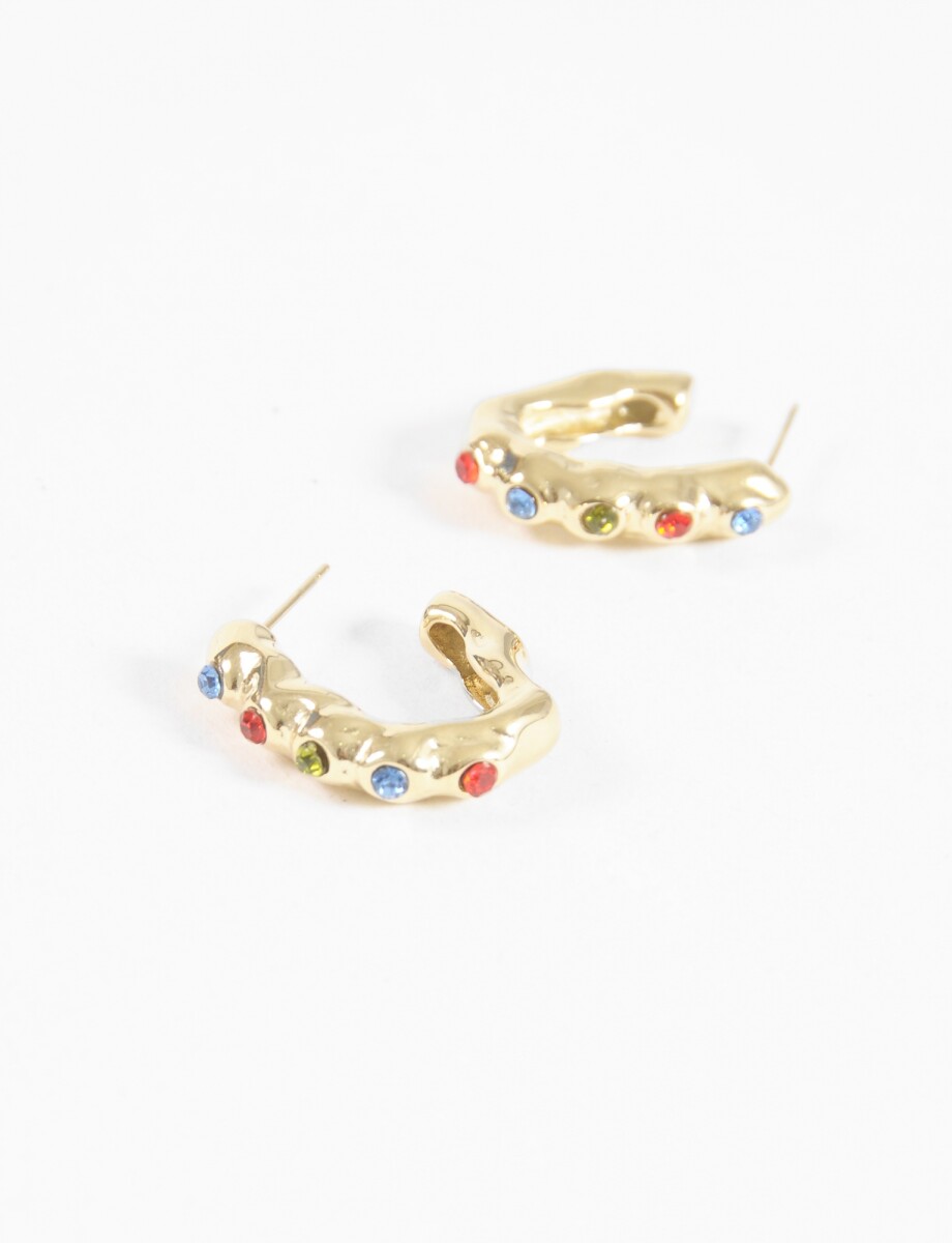 Aros acero irregular con strass - dorado 
