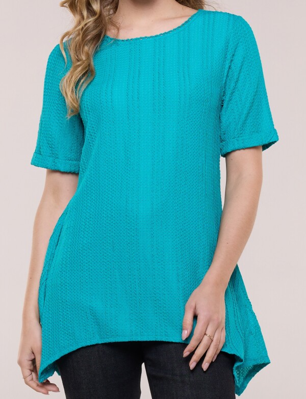 Blusa De Punto Labrado TURQUESA