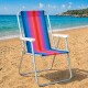 Silla Alta Aluminio Clásica A Rayas NARANJA/AZUL