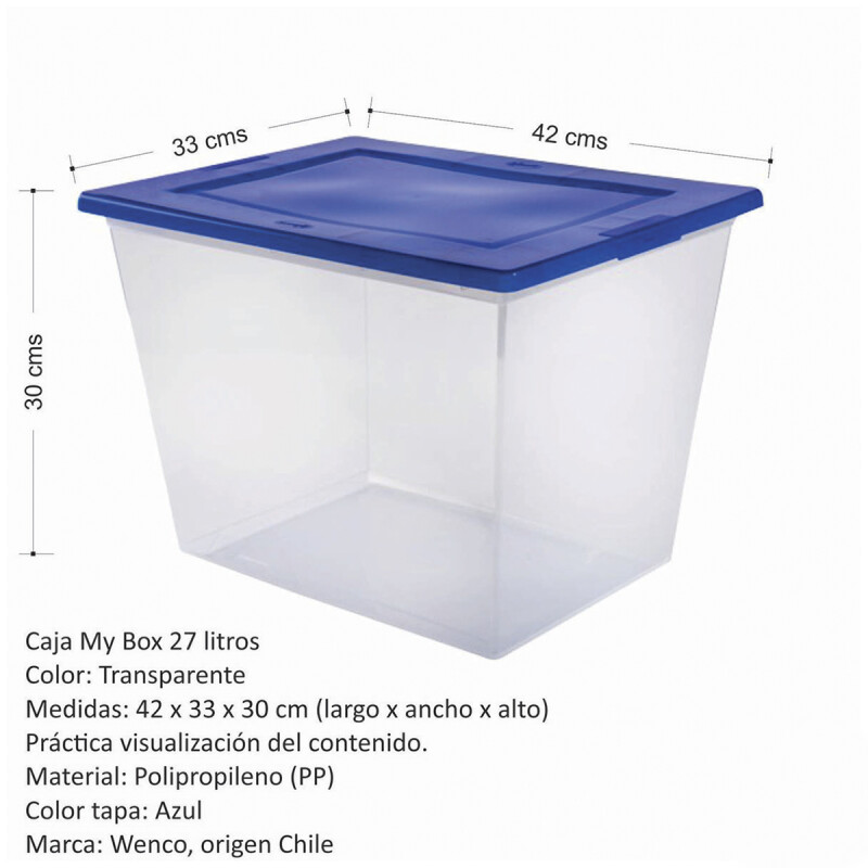 Set x3 Caja organizadora 27 lts Mybox TRANSPARENTE