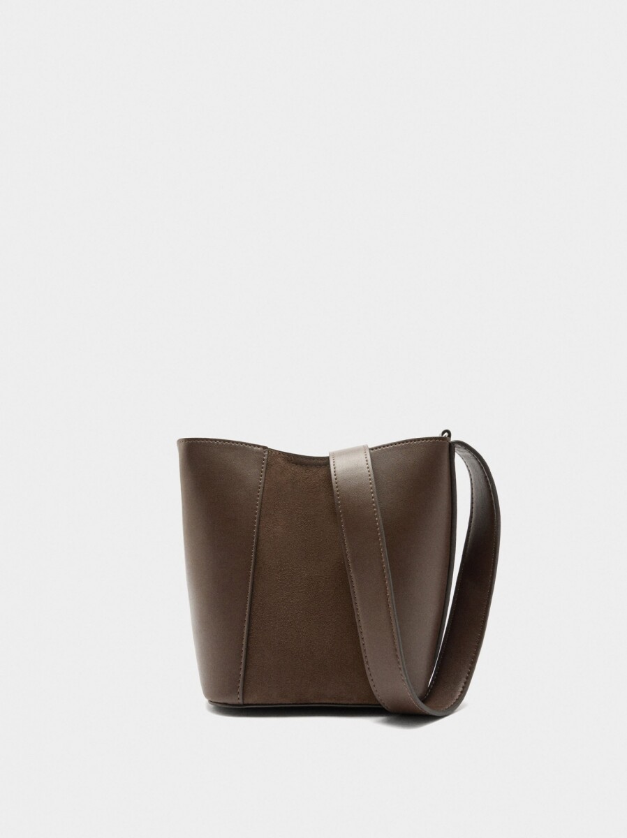 Bolso Bombonera Contraste De Texturas - marron 