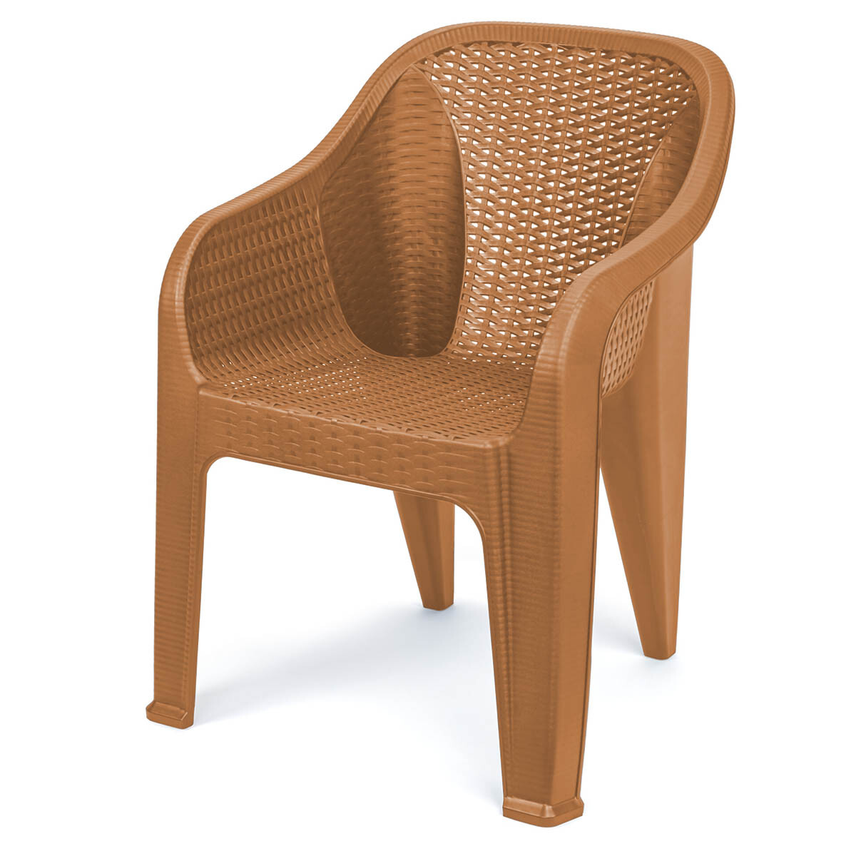 Silla Jardín Rambo Rattan Apoyabrazos Apilable Exterior - Capuccino 