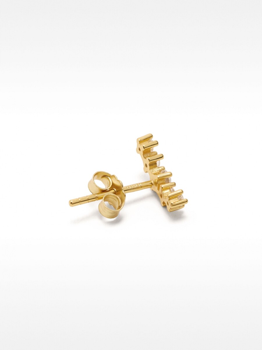 Pendiente Individual Con Circonitas - Plata De Ley 925 dorado