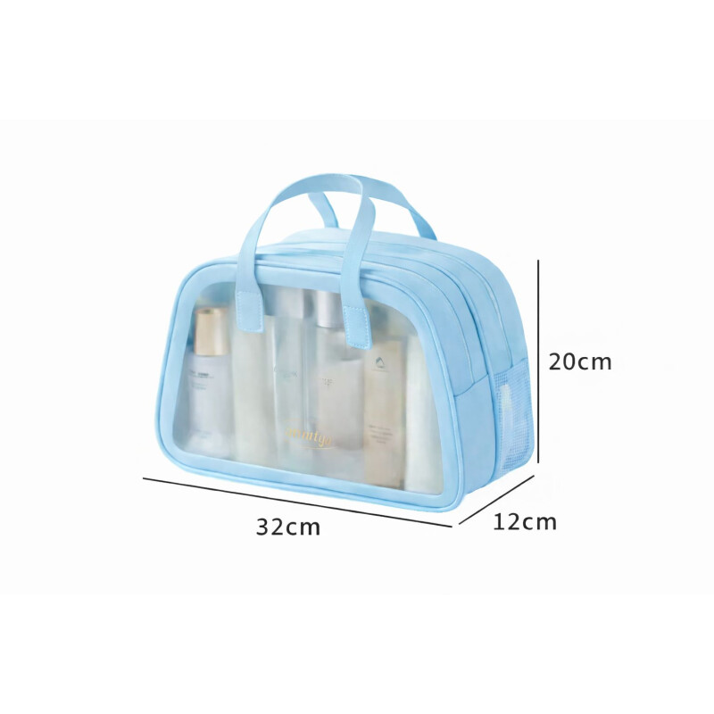 Necessaire de Viaje Organizador Impermeable con Compartimentos _ Ideal Porta Cosméticos y/o Artículos de Baño Celeste
