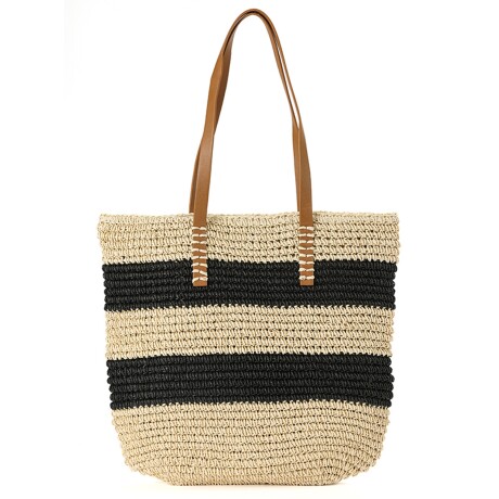 Bolso playero Canva Gold tejido Negro